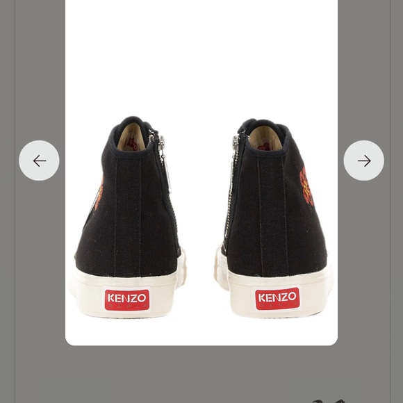 Kenzo Black Sneakers with Red Floral Accent